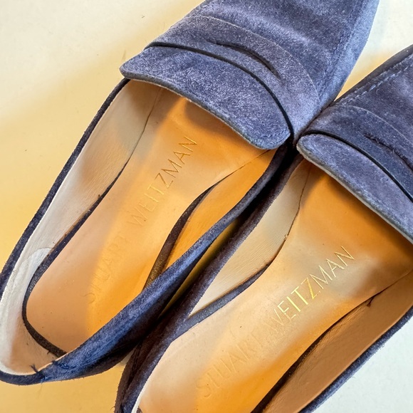 📦 MOVING SALE 🚛 Stuart Weitzman JET suede penny loafers navy blue Size 7 EUC - Picture 5 of 12